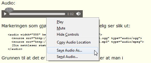 Lagre audio.