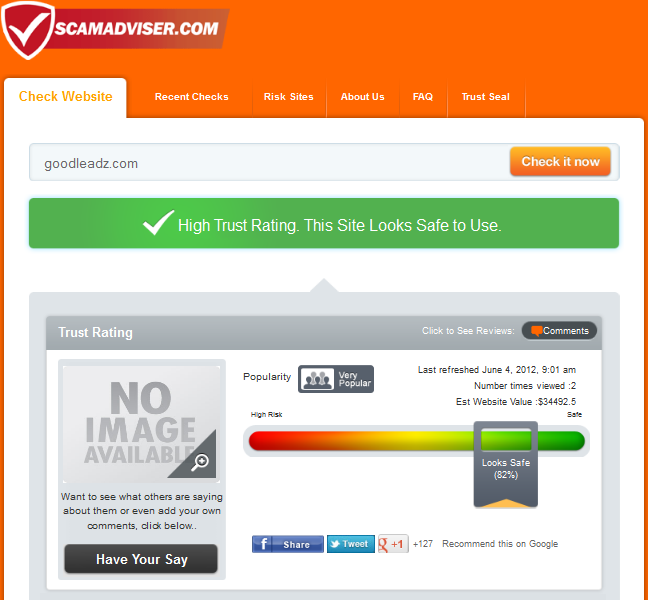 Screendump from Scamadviser.com. scamadviser.png