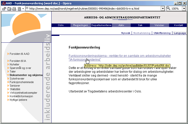 Informasjonen er kun tilgjengelig for brukere av Microsoft Word. Funksjonsvurderingsskjema