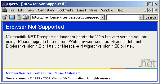 Passport fungerer ikke med Opera 6.05 Passport 2002