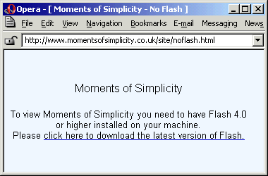 Krever Macromedia flash plugin for å virke. Moments of Simplicity